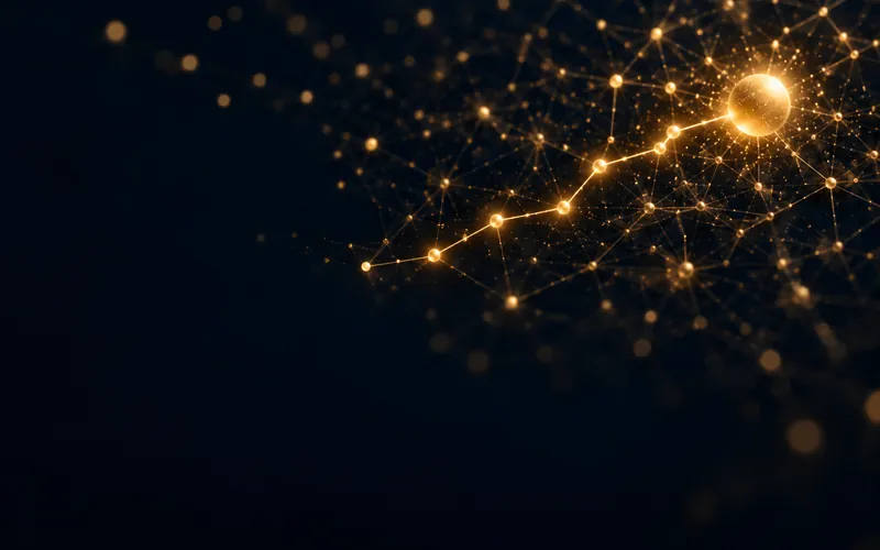 Clean answer interface with connected knowledge nodes, representing question-and-answer and AI assistant technology