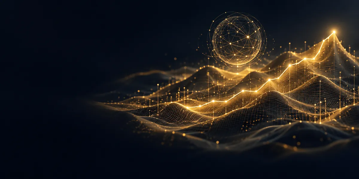 Advanced financial analytics with gold data on dark screens, representing AI in finance