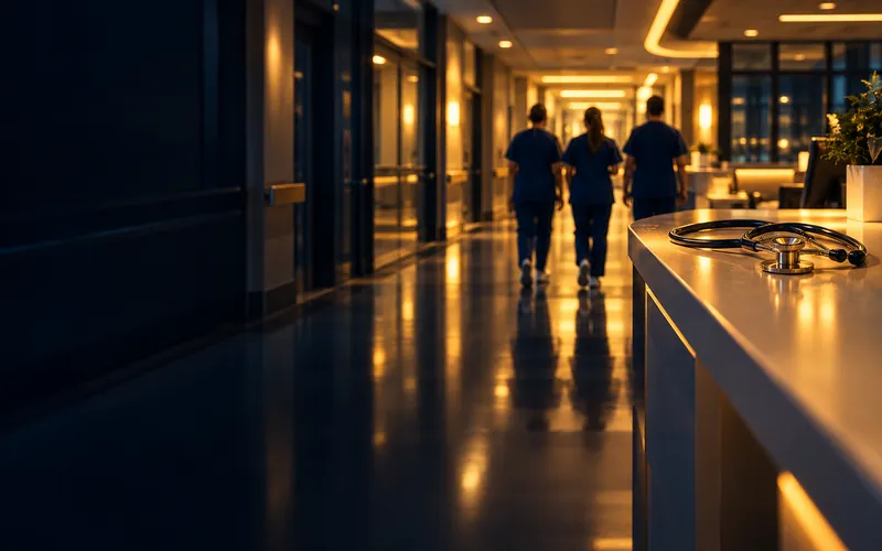 Nursing team in a modern medical setting, representing nursing staff and healthcare careers